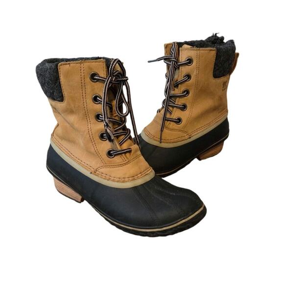 sorel slimpack II lace up boots tall mid calf brown snow duck boots 9.5 - Picture 1 of 11
